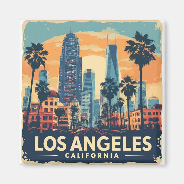 Imán Los Ángeles California Viaje Retro (Frente)