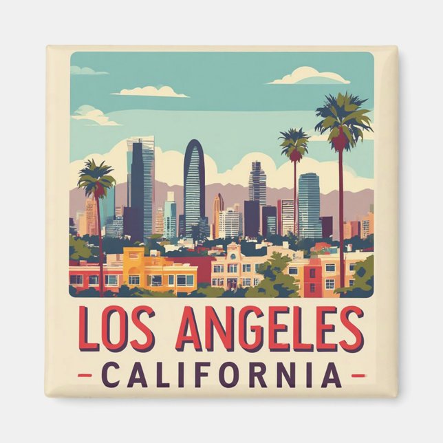 Imán Los Ángeles California Viaje Retro (Frente)