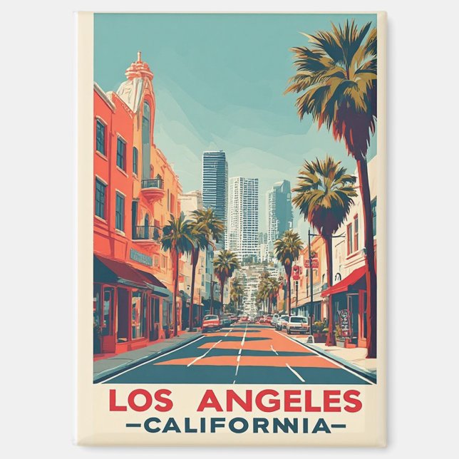 Imán Los Ángeles California Viaje Retro (Anverso)