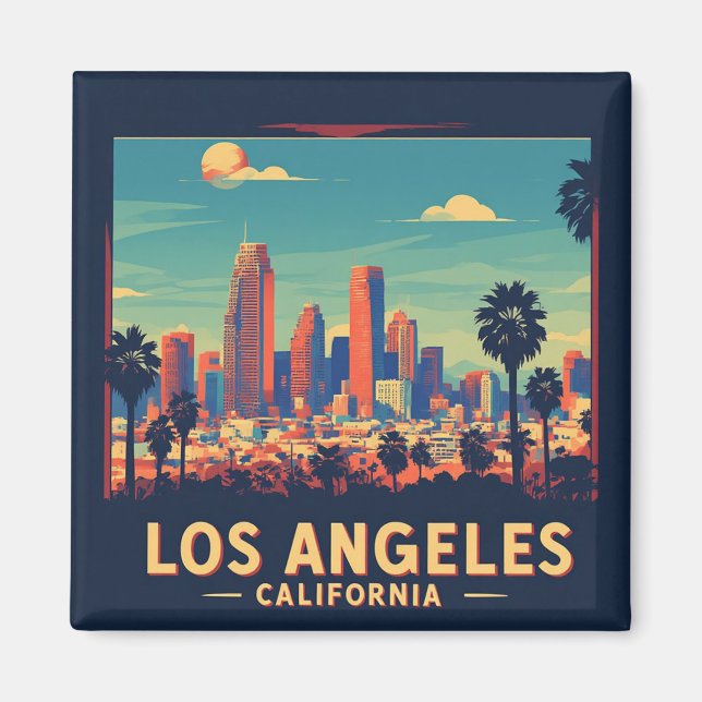 Imán Los Ángeles California Viajes Retro (Frente)