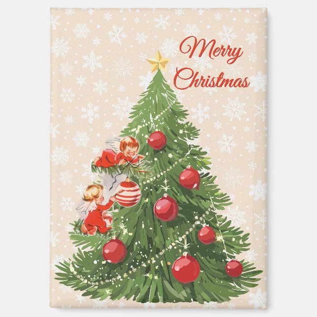 Imán Los ángeles decorando el árbol de Navidad (Anverso)
