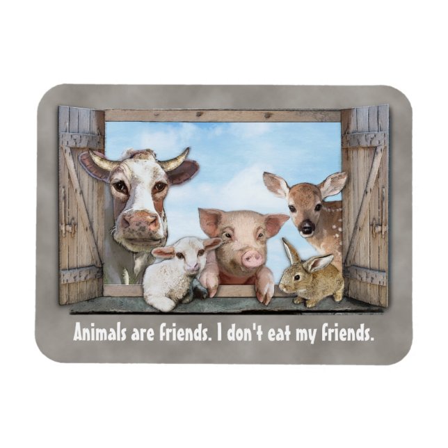 Imán Los animales son amigos. (Horizontal)