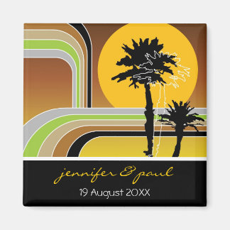Imán Los Árboles Tropicales Retro Sunset Guardan La Fec