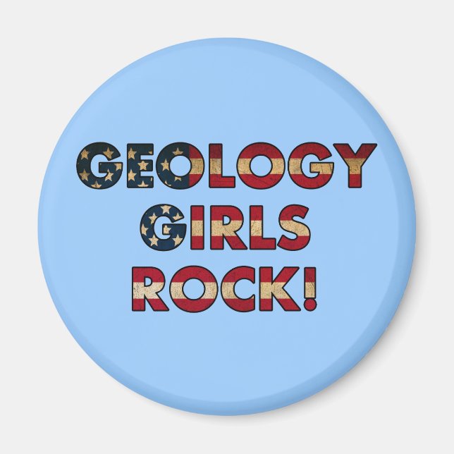 Imán ¡Los Chicas de geología rockean! (Bandera de Estad (Frente)