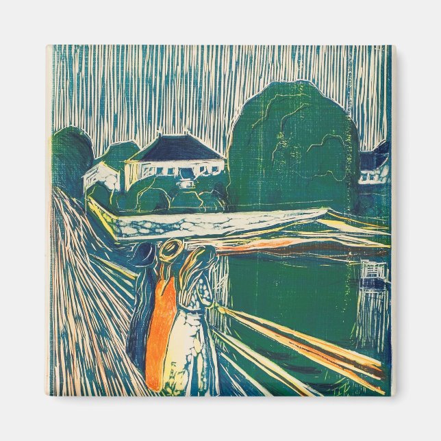 Imán Los Chicas En El Puente De 1918 Por Edvard Munch (Frente)