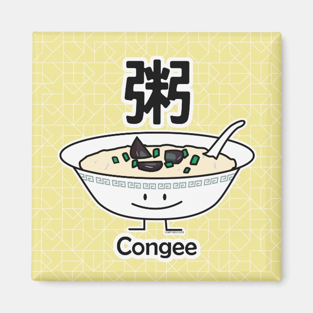 Imán Los chinos del cuenco de las gachas de las gachas (Frente)