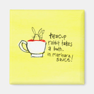 Imán Los conejos de la taza de té toman un baño. ¡En
