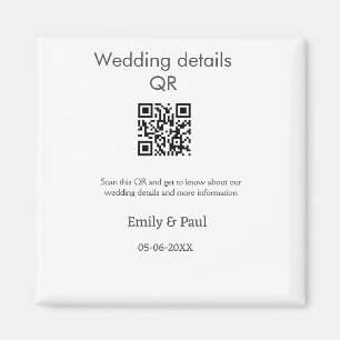 Imán Los detalles del sitio web del boda scan QR añaden