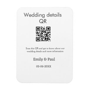 Imán Los detalles del sitio web del boda scan QR añaden