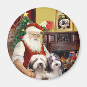 Imán Los dos Bearded Collies de Santa