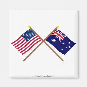 Imán Los E.E.U.U. y banderas cruzadas Australia