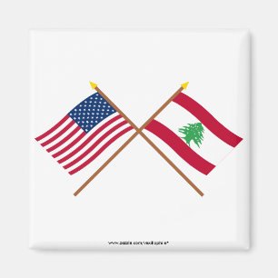 Imán Los E.E.U.U. y banderas cruzadas Líbano