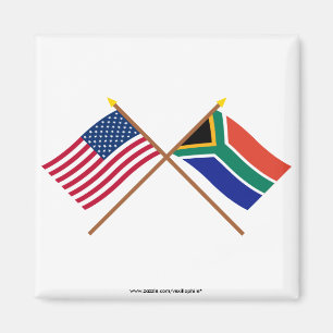 Imán Los E.E.U.U. y banderas cruzadas Suráfrica