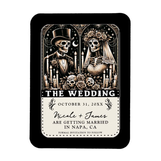 Imán Los esqueletos del BODA Tarot guardan la fecha (Vertical)