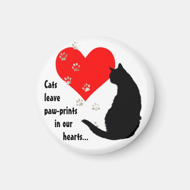 Imán Los gatos dejan huellas en nuestros corazones (Frente)