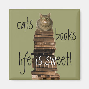 Imán ¡los gatos, libros, vida son dulces!