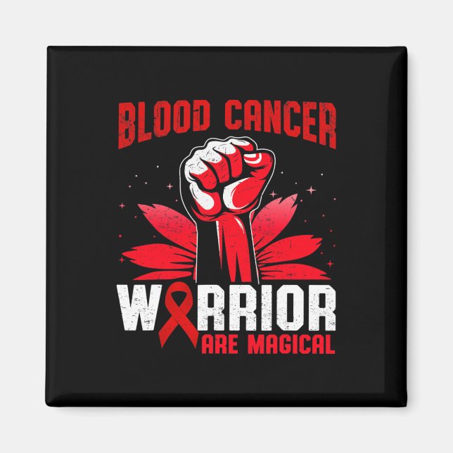 Imán Los Guerreros Del Cáncer De Sangre Son Cinta Roja  (Frente)