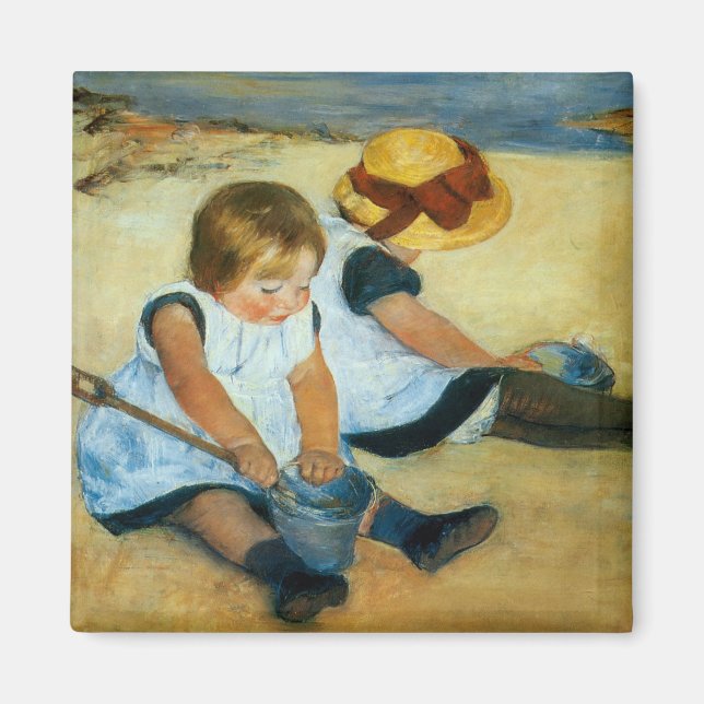Imán Los hijos de Mary Cassatt en la playa (1884) (Frente)