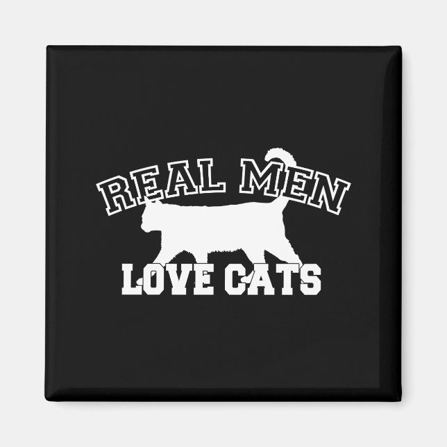 Imán Los hombres reales aman a los gatos con silueta bl (Frente)