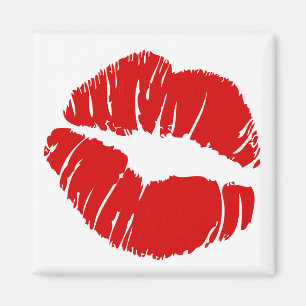 Imán Los labios grandes grandes besan la boca que se