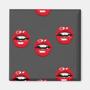 Imán Los labios rojos brillantes en gris