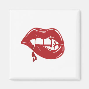 Imán Los labios rojos de vampiro gotean sangre