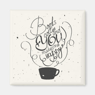 Imán Los libros café y usted me hacen feliz