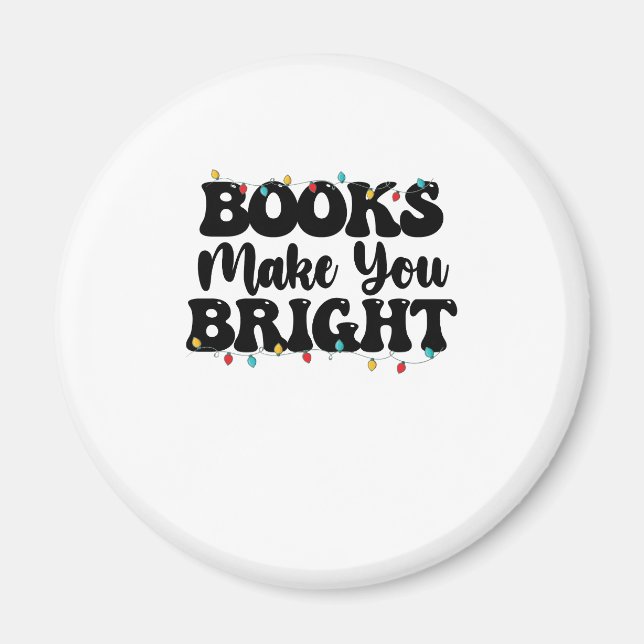 Imán Los libros te hacen una lectura navideña brillante (Frente)