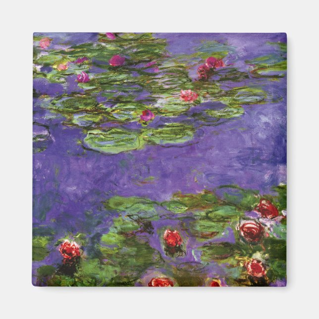 Imán Los lirios de agua roja de Claude Monet (Frente)