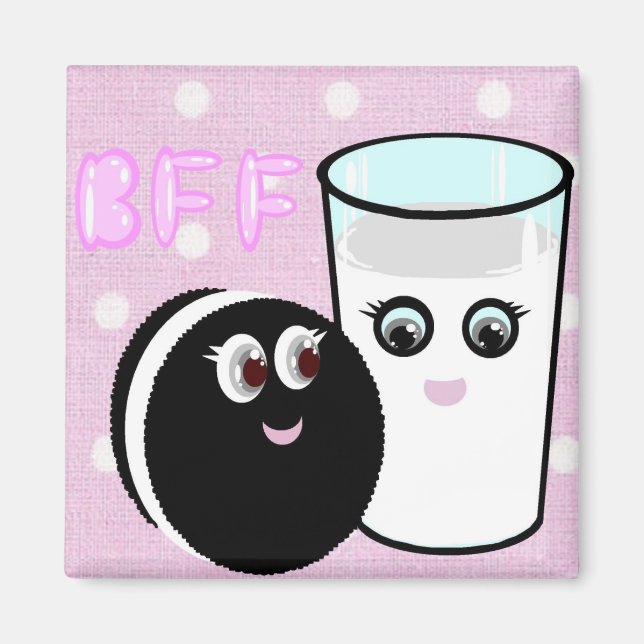Imán Los mejores amigos de Kawaii para siempre leche y  (Frente)