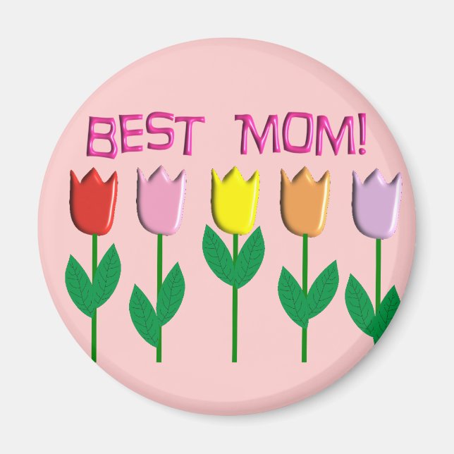 Imán Los mejores regalos de diseño de tulipanes de mamá (Frente)
