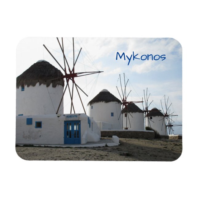 Imán Los molinos de viento, Mykonos, Grecia (Horizontal)