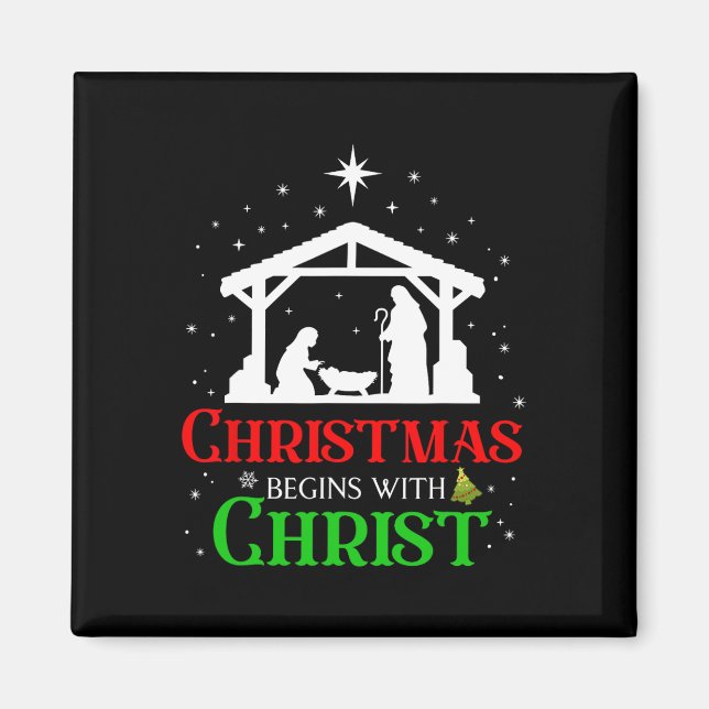 Imán Los navidades comienzan con Cristo Cristiano Relig (Frente)