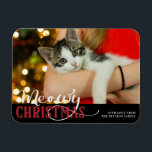 Imán Los Navidades Meowy adoran al gato añaden la foto<br><div class="desc">Navidades Meowy Cute Gato Añade Tu Foto Personalizado - Tipografía De Festividades Con Cita De Un Pun De Festividad Divertida Y Tu Fotografía. Con texto de escritura de moda en rojo brillante y gris. Una cita divertida y bonita para los Navidades amantes de la mascota, las vacaciones y la temporada...</div>