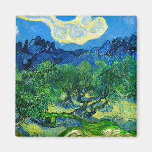 Imán Los olivos de Van Gogh en un paisaje montañoso