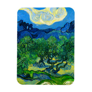 Imán Los olivos de Van Gogh en un paisaje montañoso