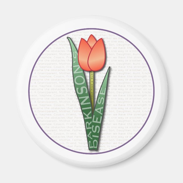 Imán Los parques ayudan a encontrar un tulipán de cura (Frente)