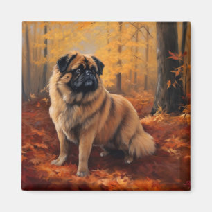 Imán Los pekingeses en otoño se inspiran en las hojas