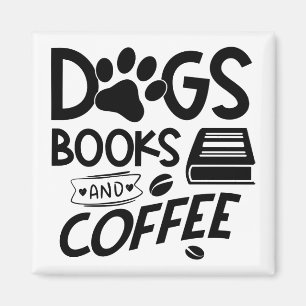 Imán Los perros libros de café tipografía leyendo una