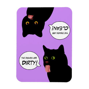 Imán Los platos del arte pop son gato limpio/sucio
