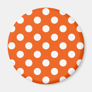 Imán Los puntos de la polka blanca en el naranja