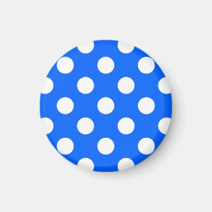 Imán Los puntos de polka blanco sobre el azul real