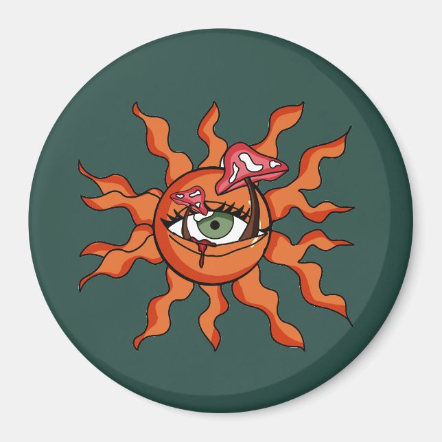 Imán Los rayas de champiñones que dan el sol (Frente)