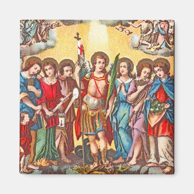 Imán Los Siete Archangels (CP 001; Cromolitografía) (Frente)