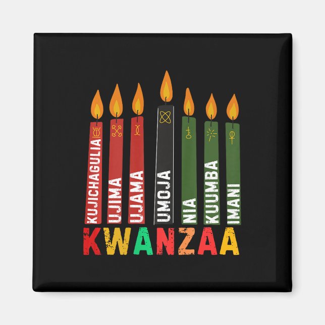 Imán Los Siete Principios De Kwanzaa Kinara Feliz Kwanz (Frente)