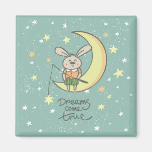 Imán Los sueños se hacen realidad   Bunny on the Moon