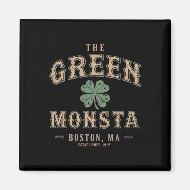 Imán Los trajes verdes de Monsta St Patricks Day Boston (Frente)