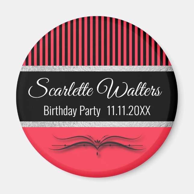 Imán Lotus Scroll & Stripes - Relieve metalizado platea (Frente)