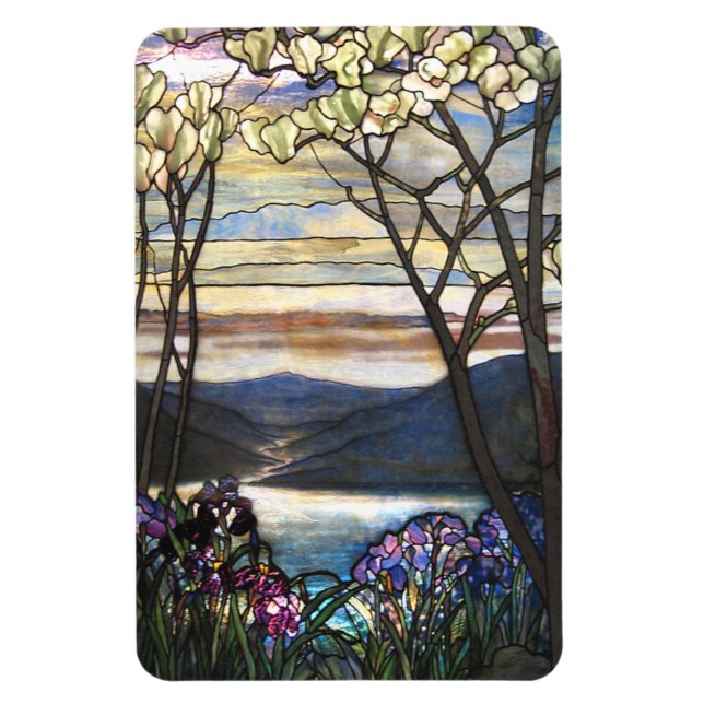 Imán Louis Comfort Tiffany - Vidrio manchado 4 Magnolia (Vertical)