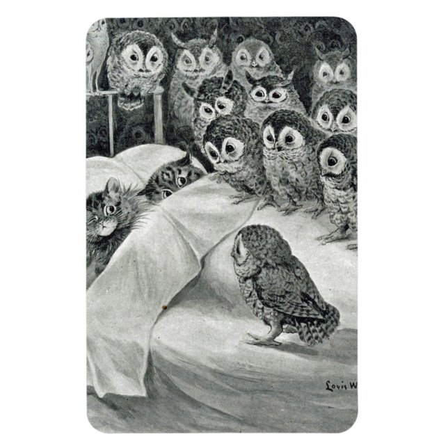 Imán Louis Wain Cat Nightmare Owl Bird (Vertical)